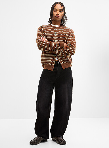 Djab: Le pantalon ample d&eacute;lav&eacute; velours c&ocirc;tel&eacute; <b>Coupe Malasa&ntilde;a - Ballon</b> Noir pour homme