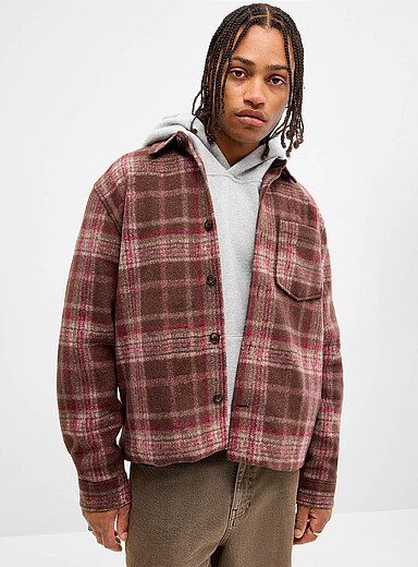 Djab Patterned Brown Flannel check overshirt for men
