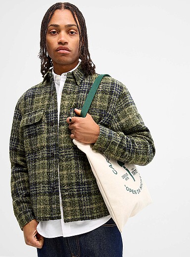 Checked knit overshirt <b>Loose fit</b>