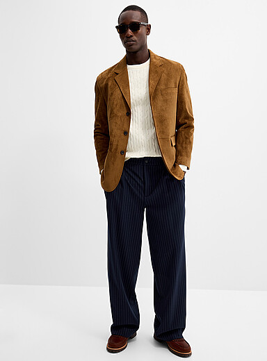 Piqu&eacute; stripe pant Palermo fit - Loose pleated