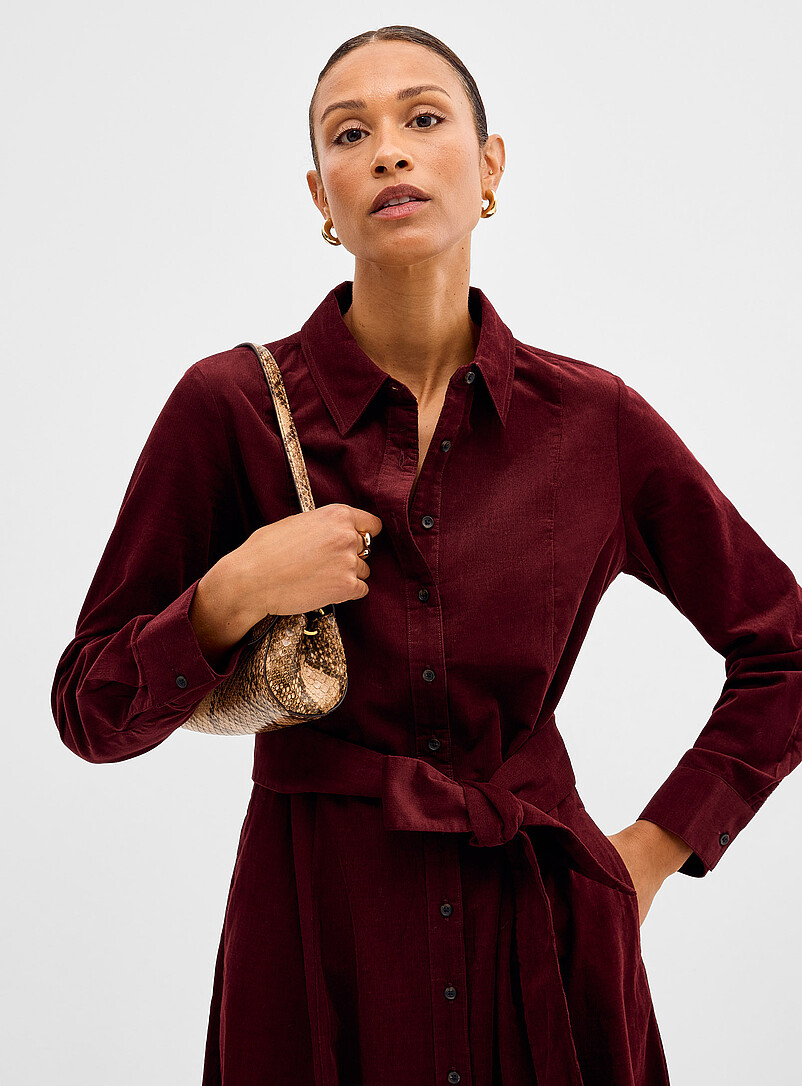 Fine corduroy shirtdress | Contemporaine | Long Dresses & Maxi