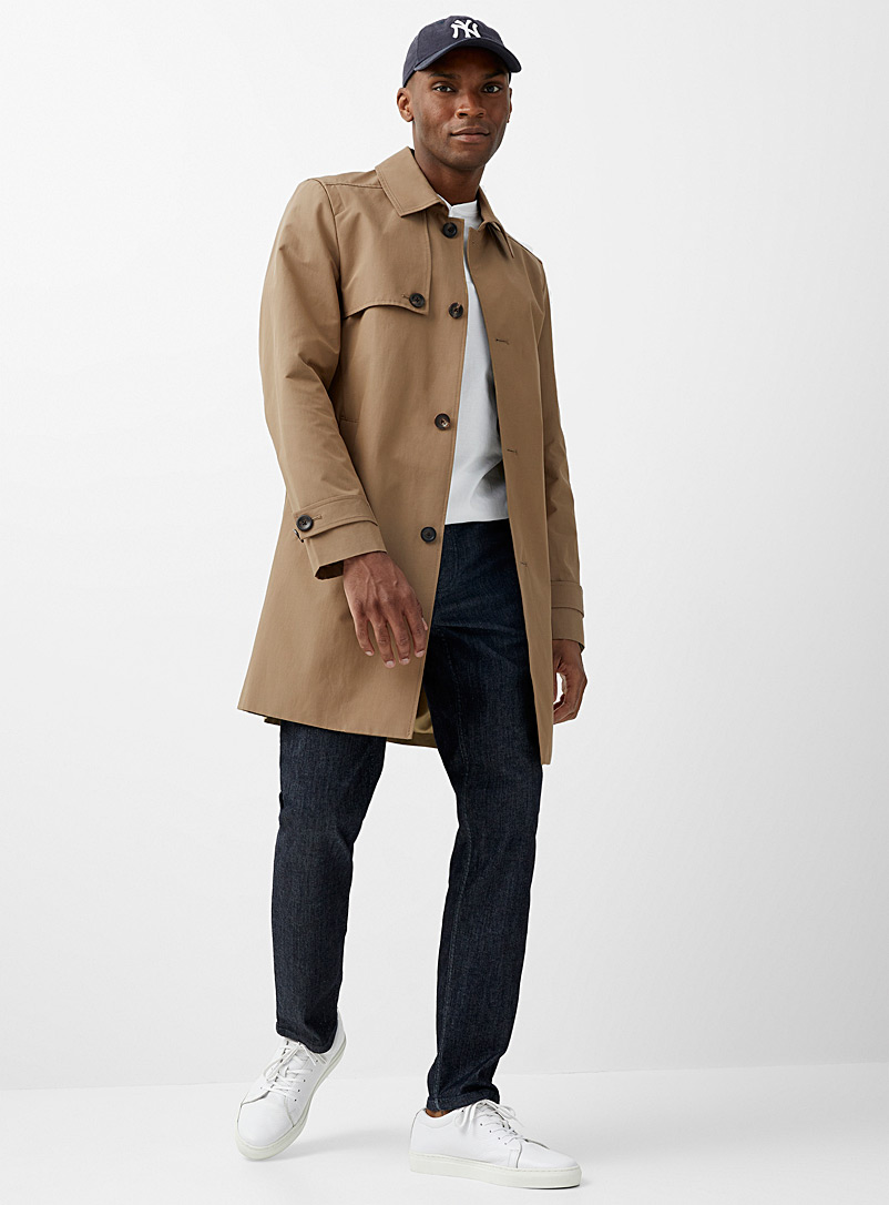 Le 31 Cream Beige Urban water-repellent trench coat for men