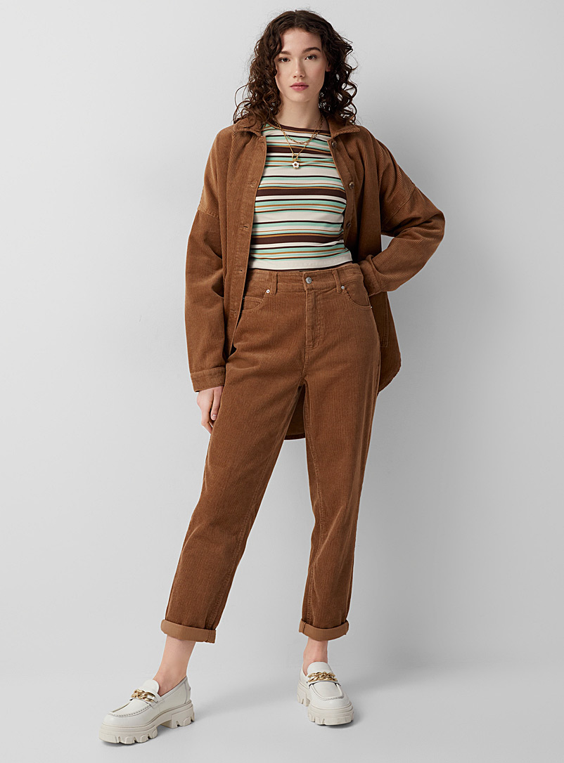 Black Womens Clothing Trousers Slacks and Chinos Harem pants TOPSHOP Panelled Faux Leather joggers in Brown 