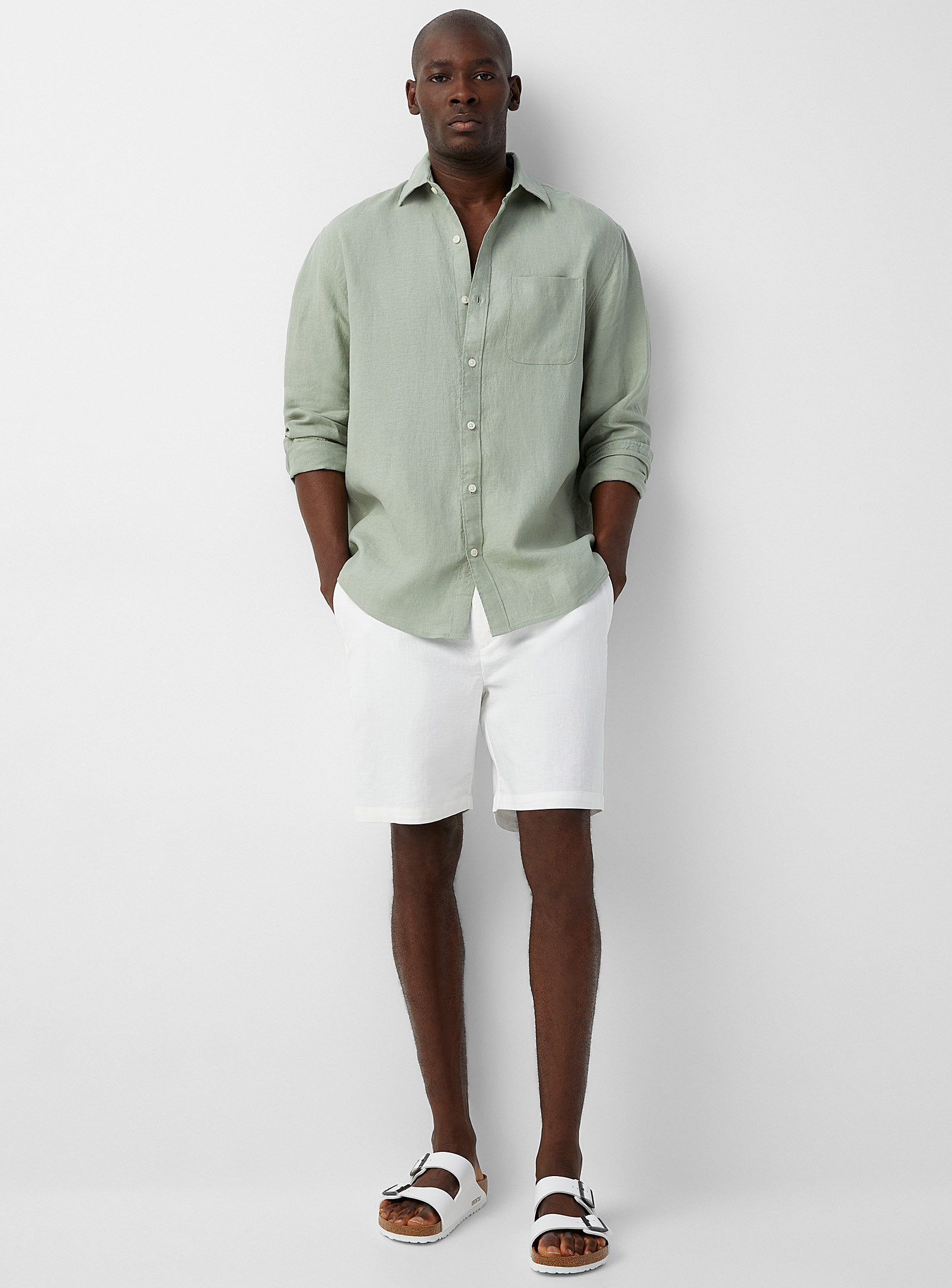 Le 31 Cotton-linen Comfort-waist Short In White