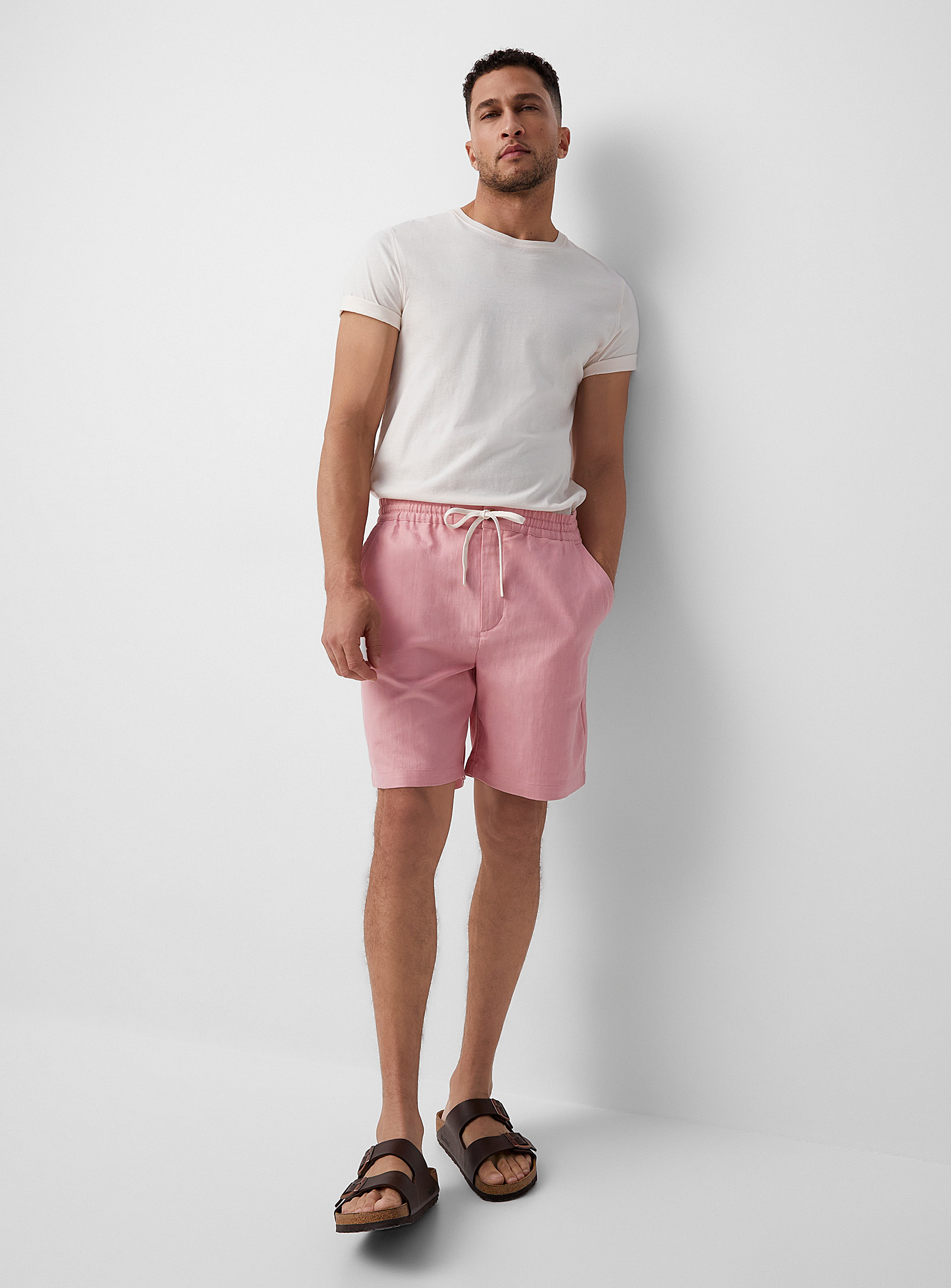 Le 31 Comfort-waist Cotton-linen Short In Pink