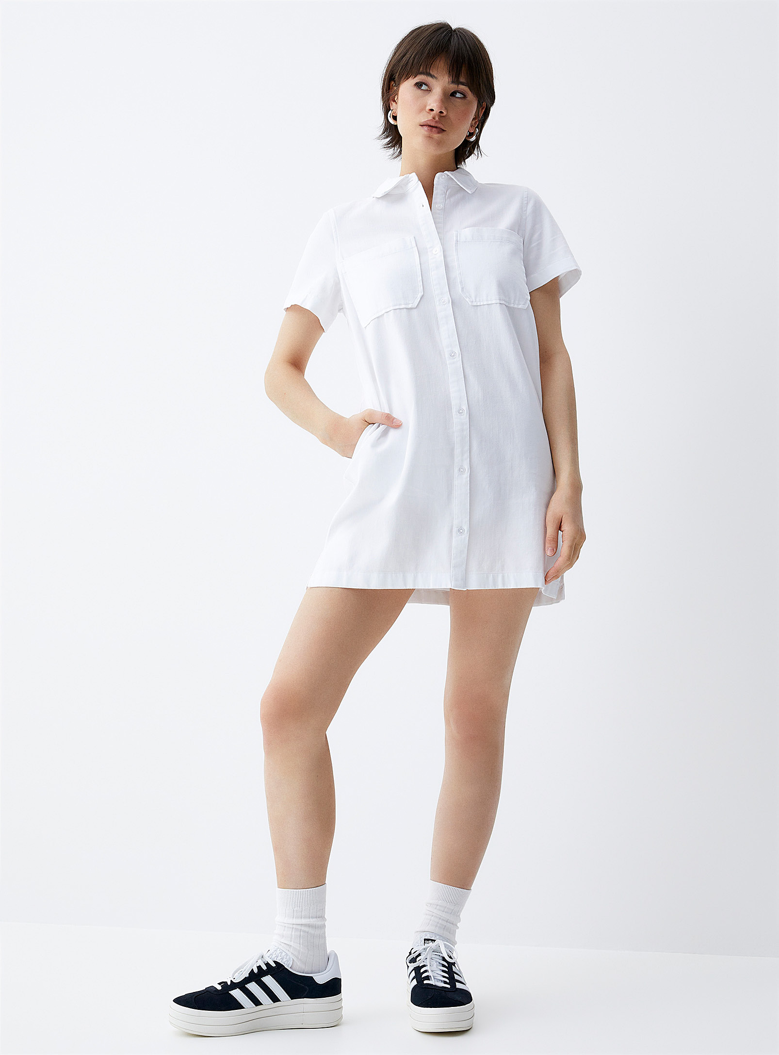 Twik Organic Cotton Denim Shirtdress In White