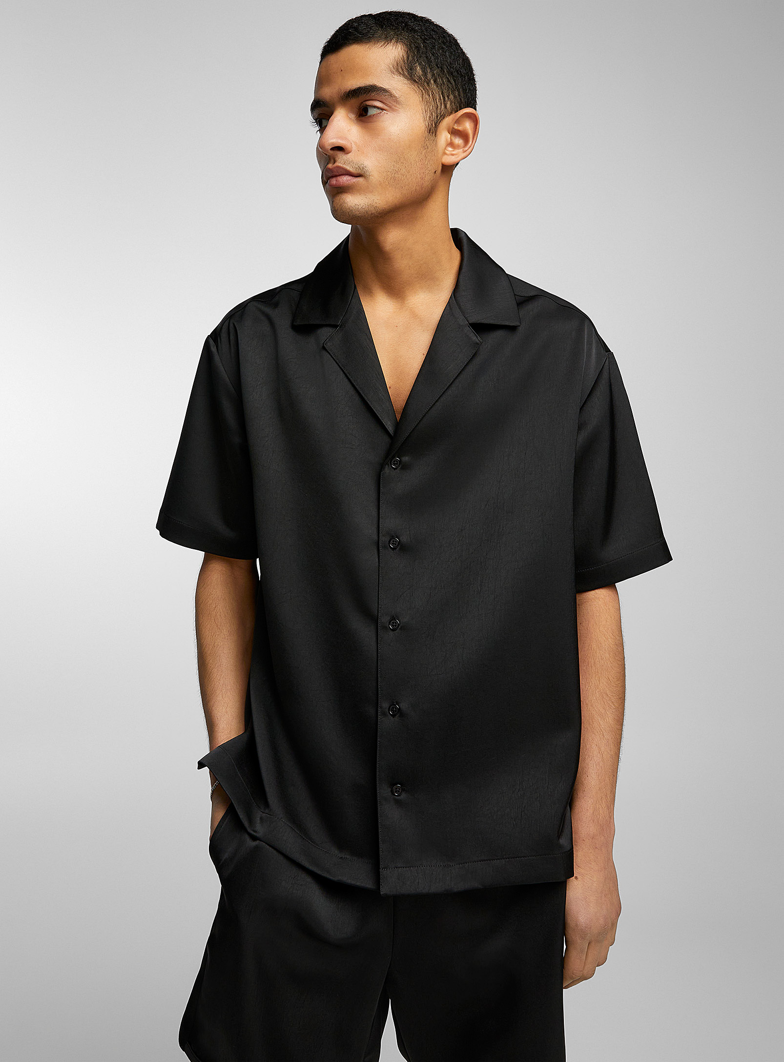 Le 31 Satiny Camp Shirt In Black