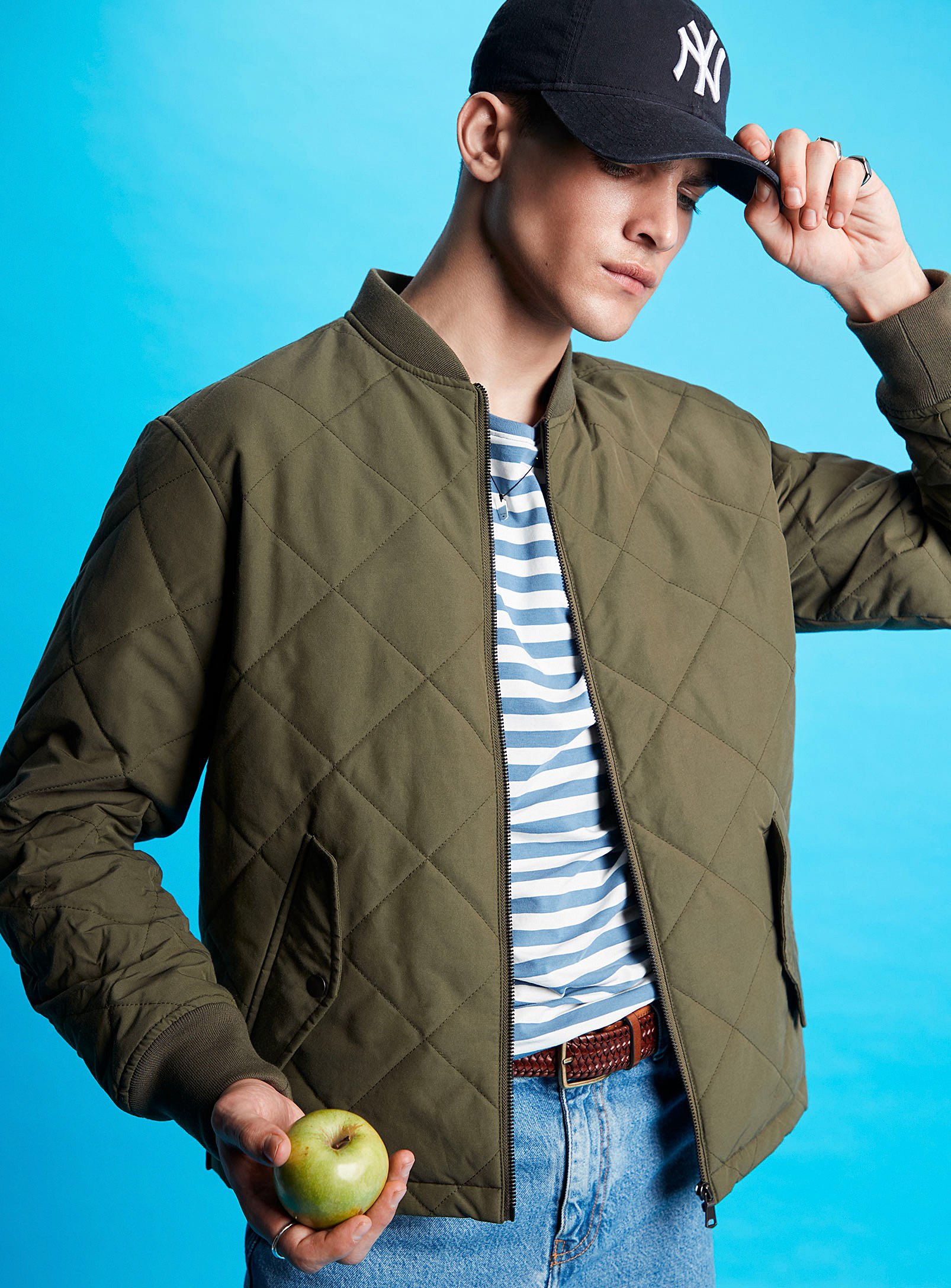 Le 31 Diamond-quilted Jacket In Khaki