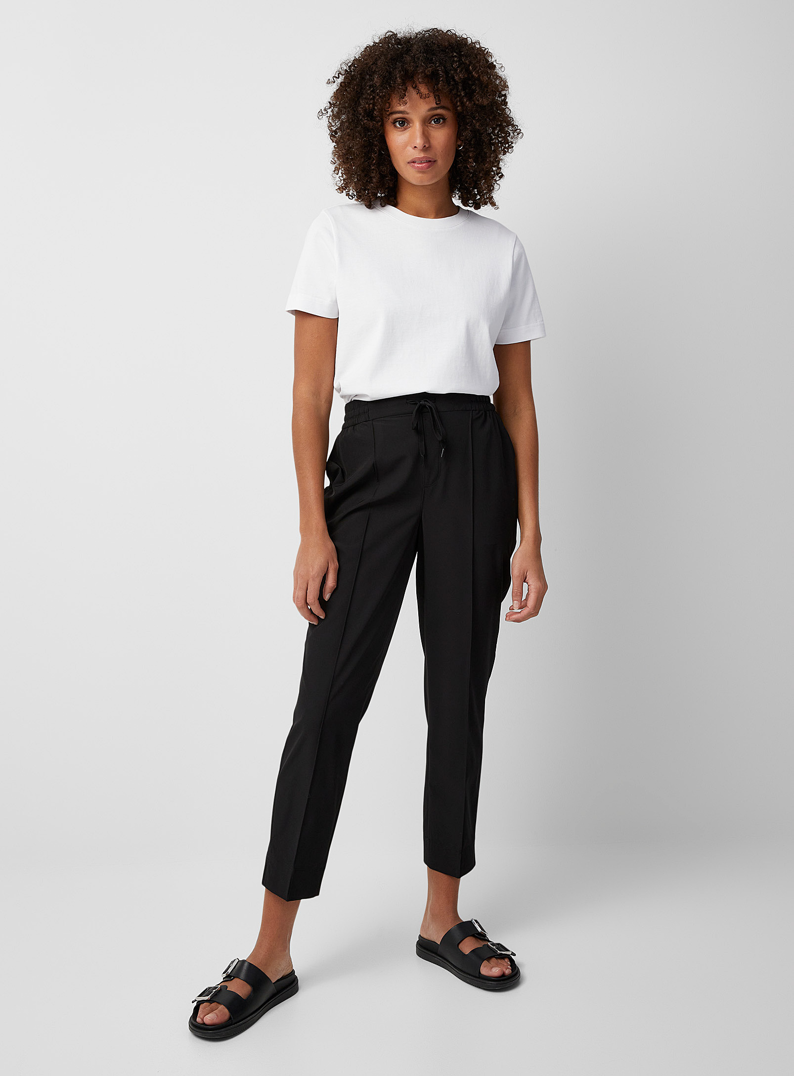 Contemporaine Pintuck Stretch Fabric Pant In Black