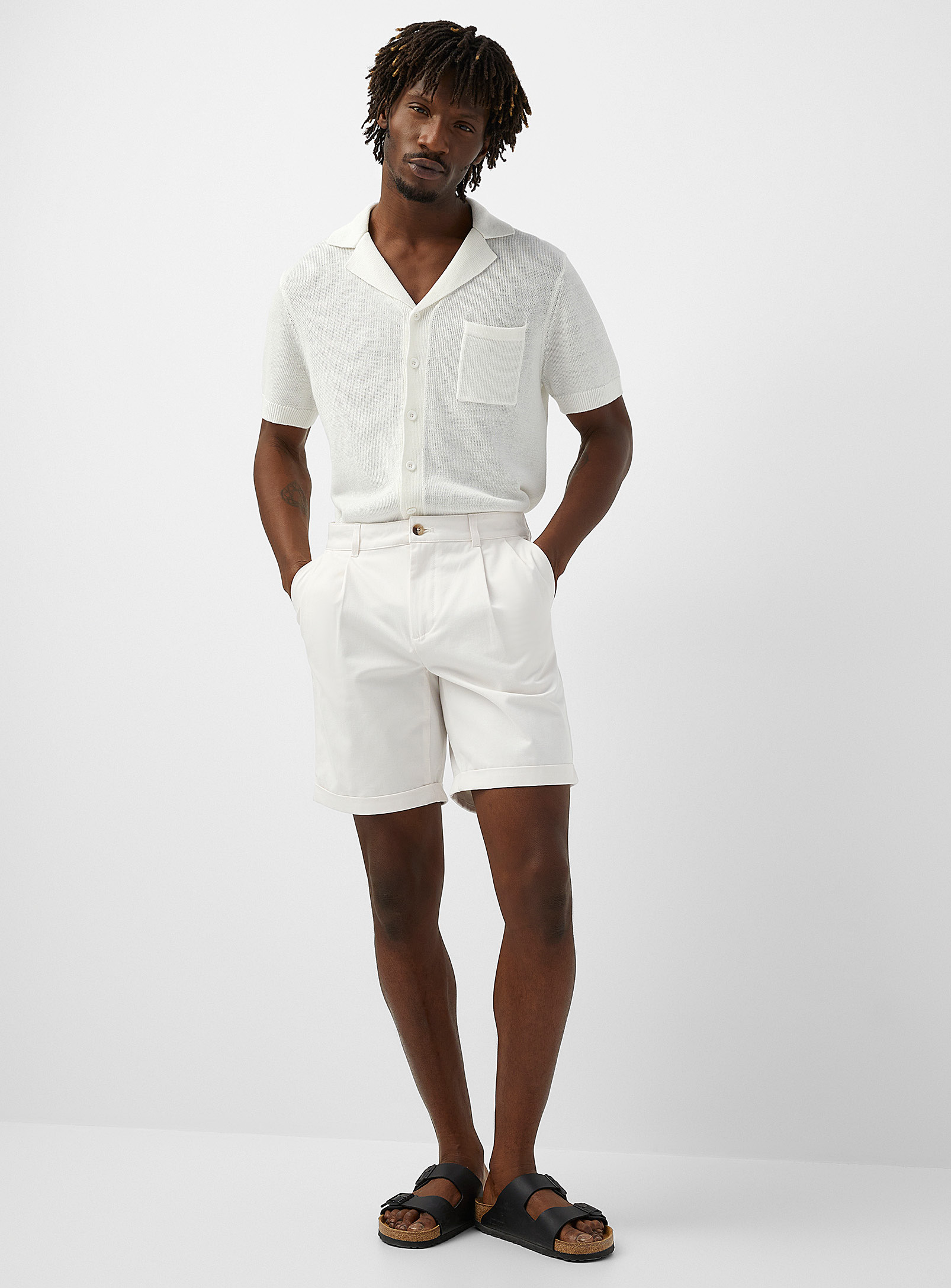 Le 31 Pleated Chino Short In Off White