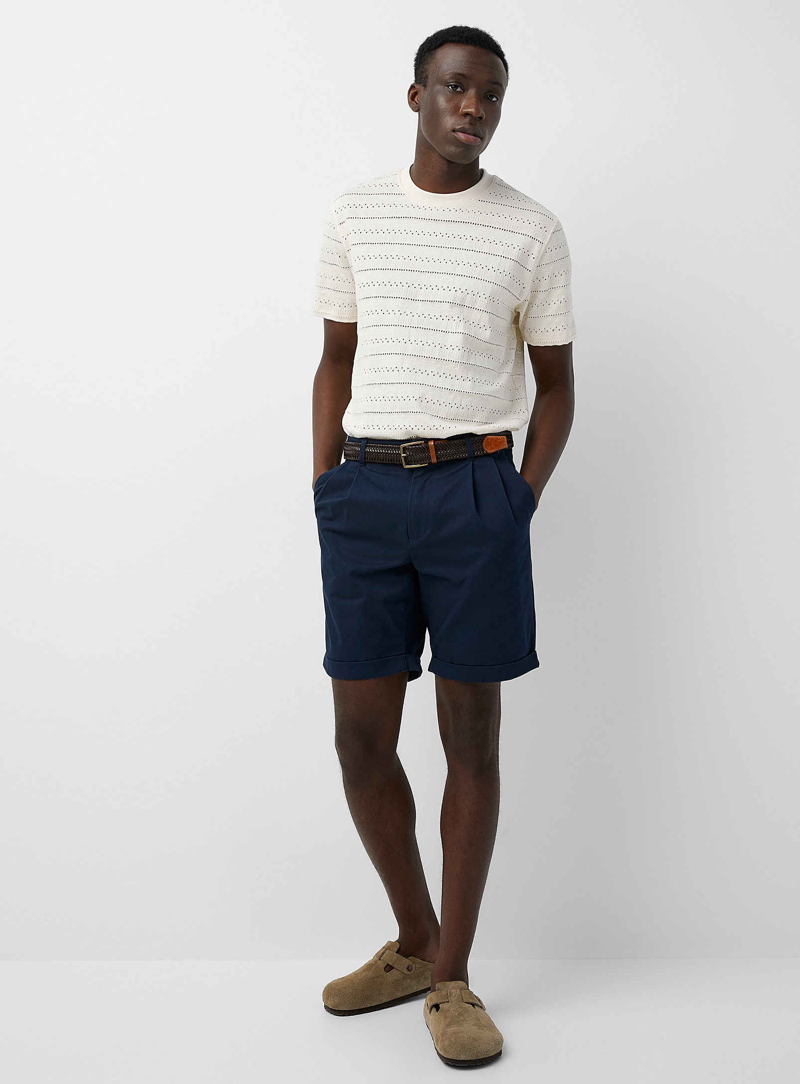 Le 31 Pleated Chino Short In Navy/midnight Blue