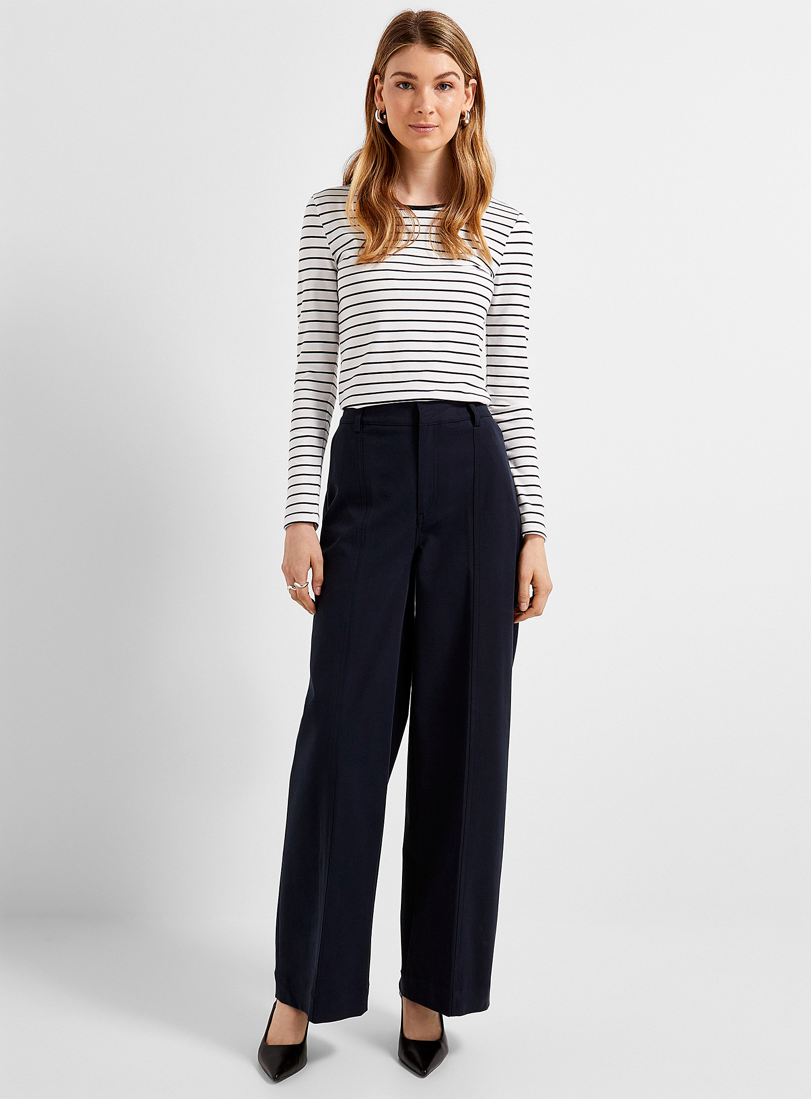 Contemporaine Structured Wide-leg Chino Pant In Navy/midnight Blue