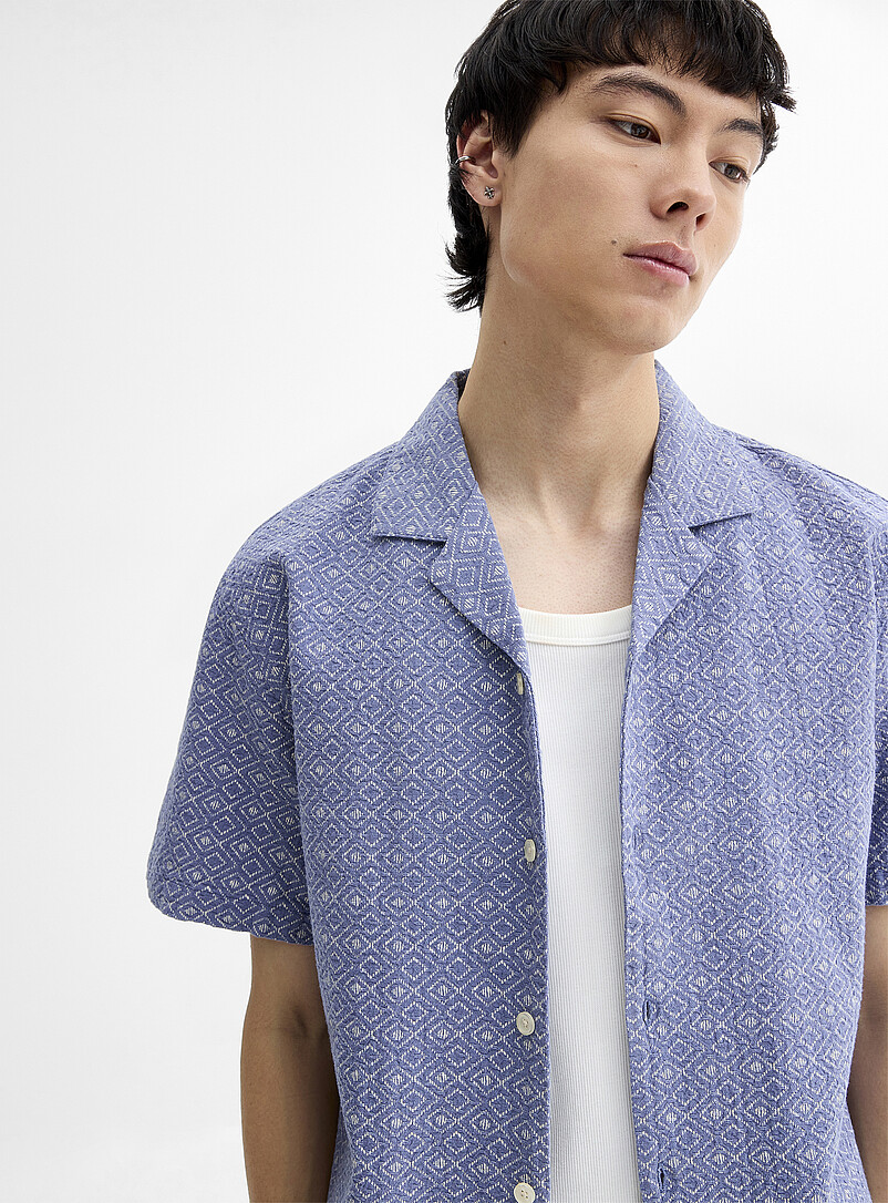 Diamond pattern textured camp shirt product image 2