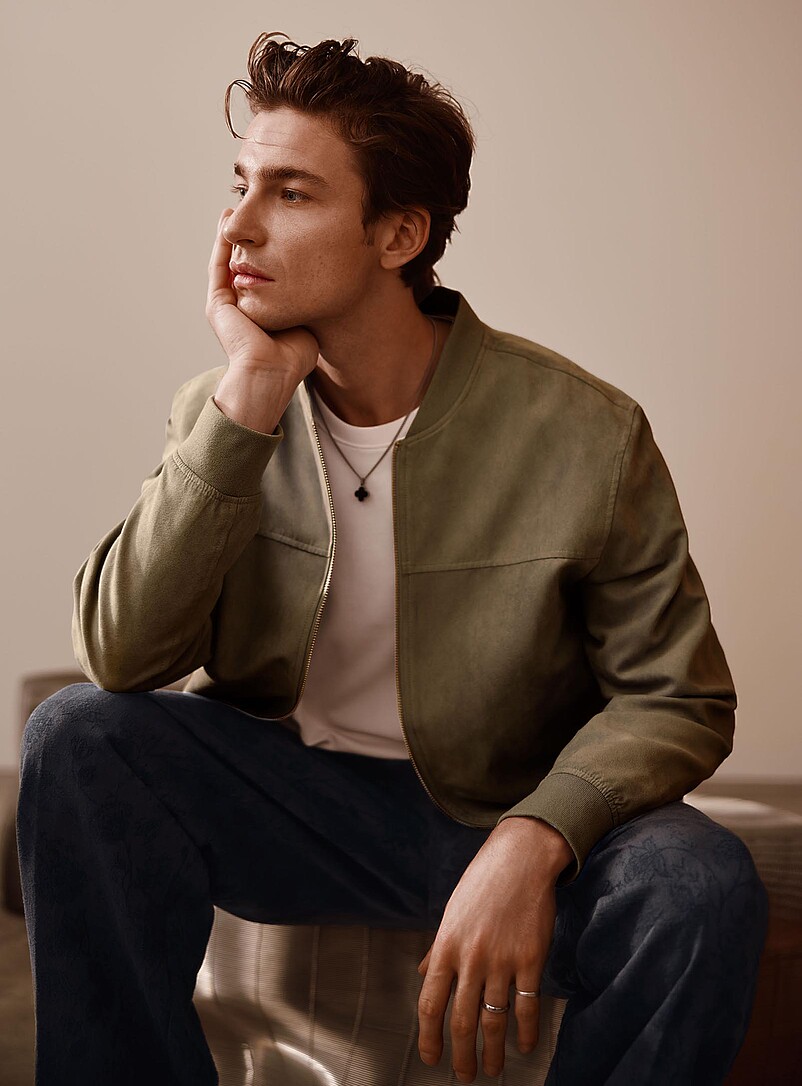 Faux-suede bomber jacket