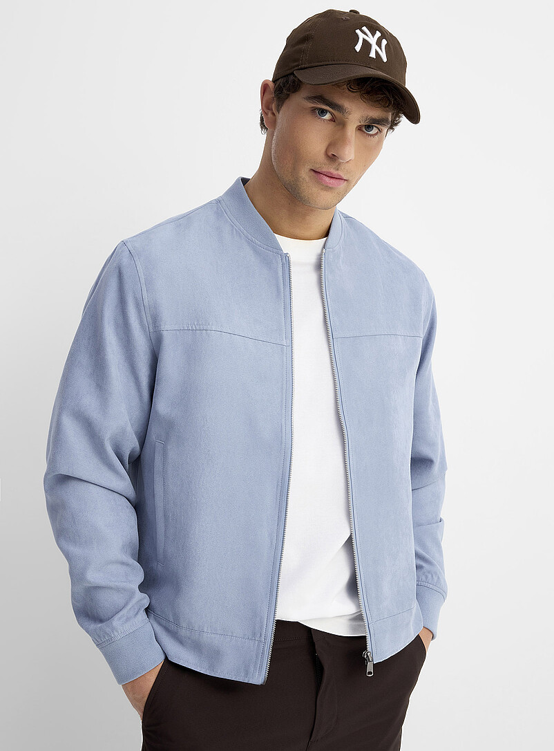 Faux-Suede Bomber Jacket
