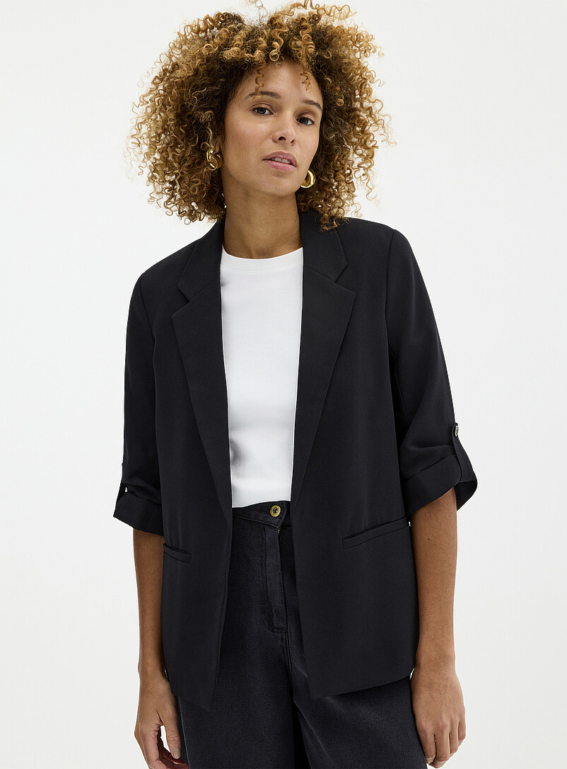 Lightweight crepe open casual blazer product image (primary)