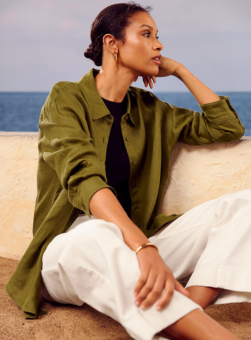 Oversized pure linen shirt product image (primary)