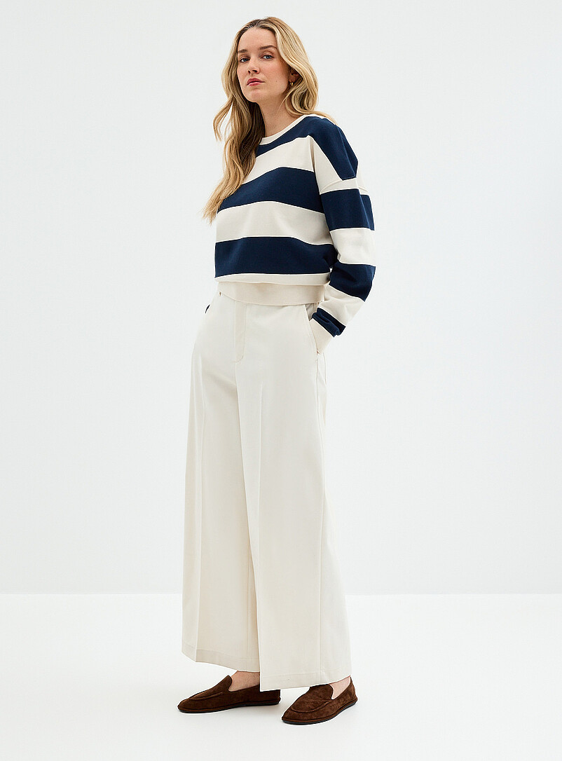 Stretch structured twill pant Fit: Wide leg, super high rise product image (primary)