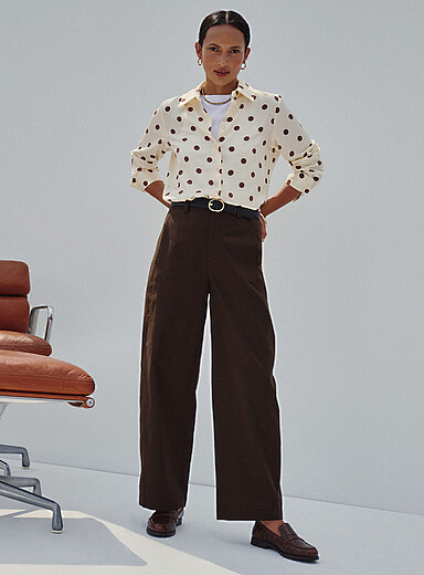 Cotton-lyocell chino pant <b>Fit: Barrel leg, high rise</b>