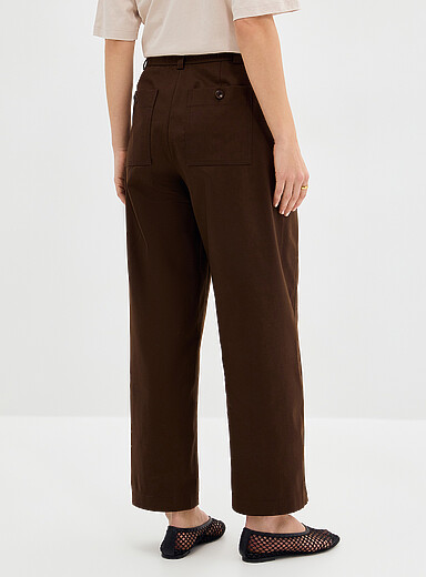 Cotton-lyocell chino pant <b>Fit: Barrel leg, high rise</b>