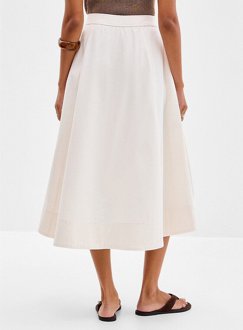 Pleated structured twill flared skirt product image 3