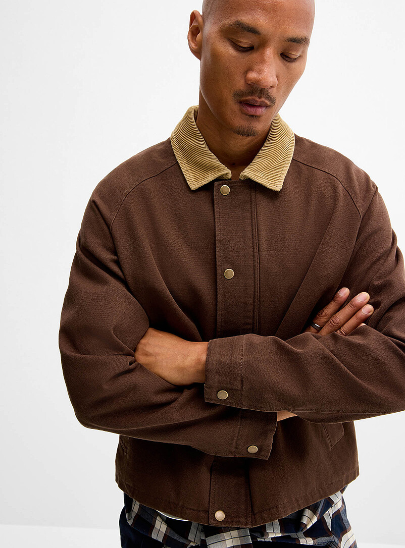 Corduroy-Collar Workwear Jacket
