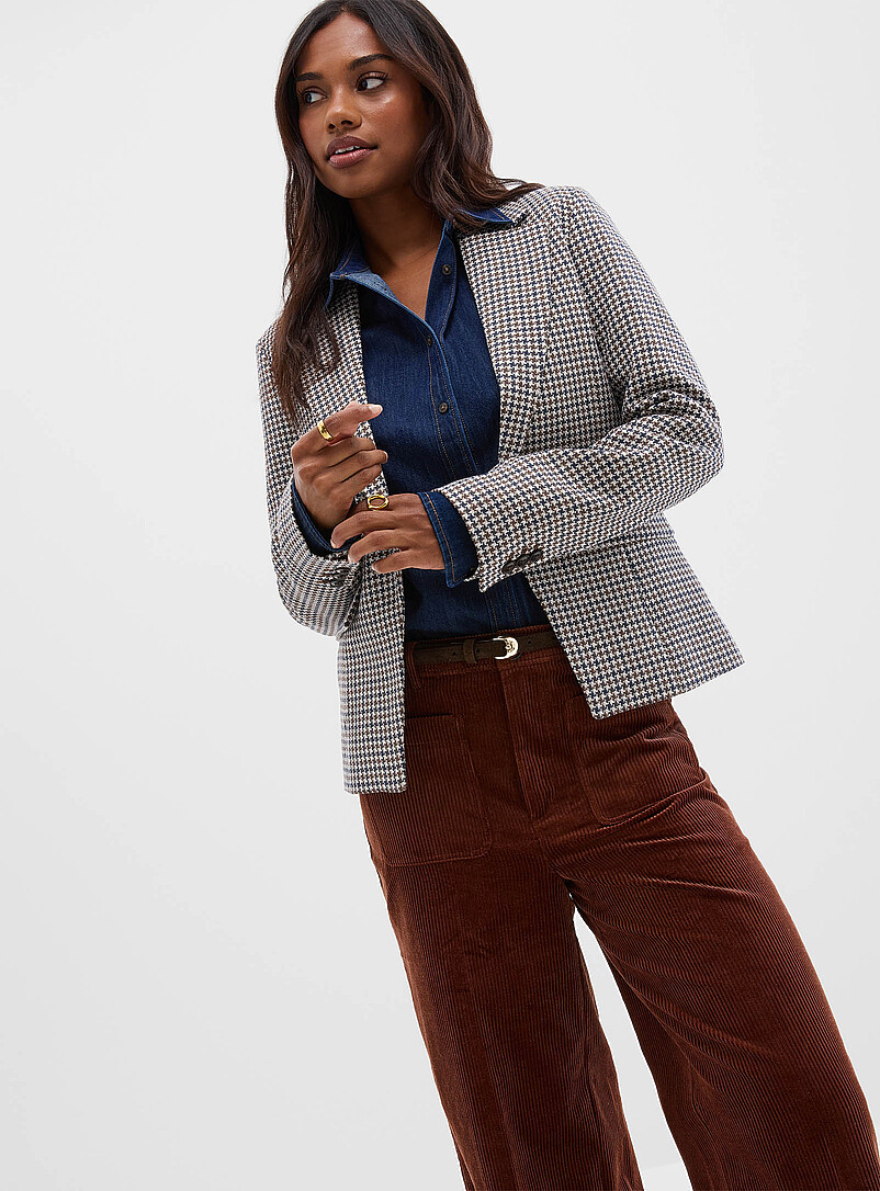 Woven checks single-breasted blazer product image (primary)