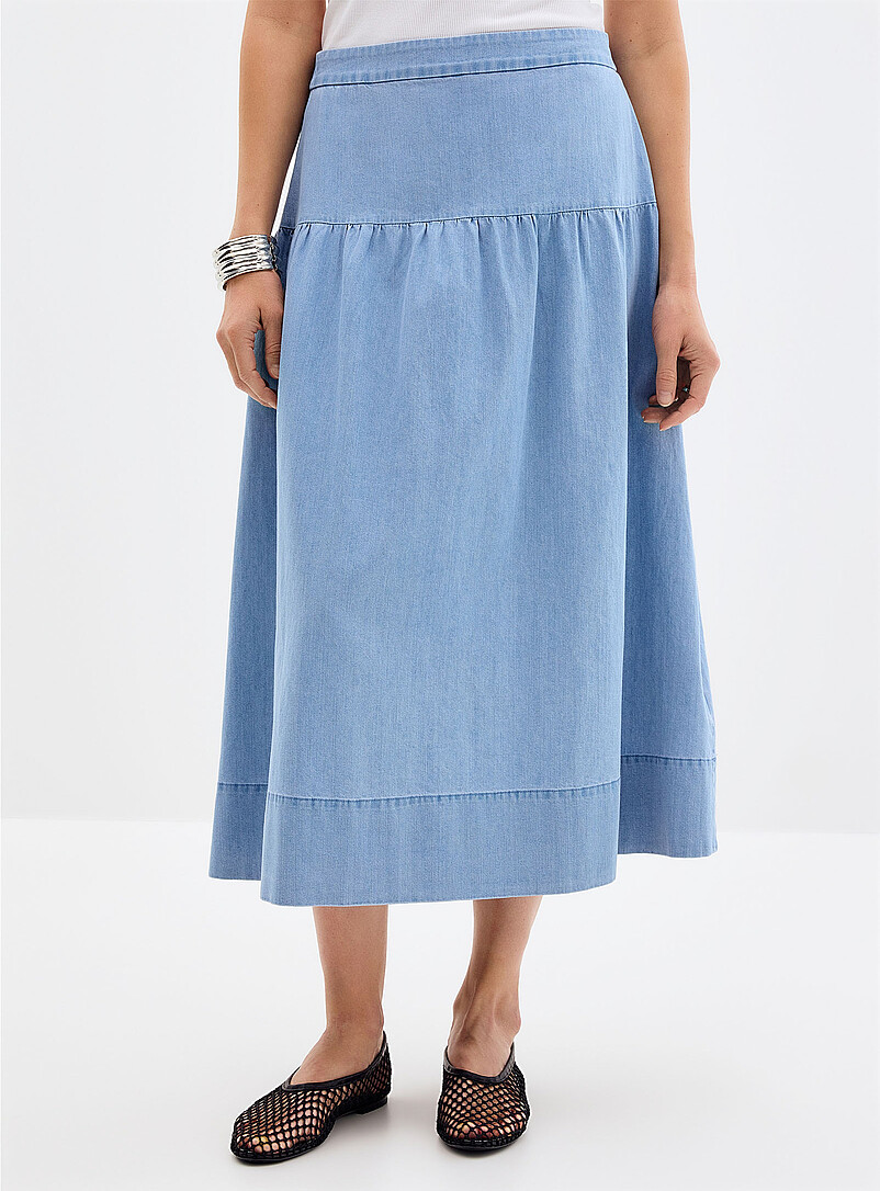 Two-tiered light denim skirt product image 2