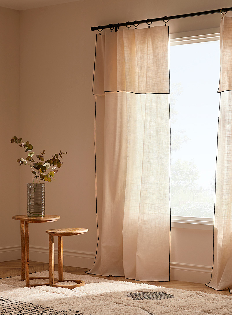 Simons Maison Ivory White Sewn edging pure cotton curtain Adjustable length 130 x 270 cm