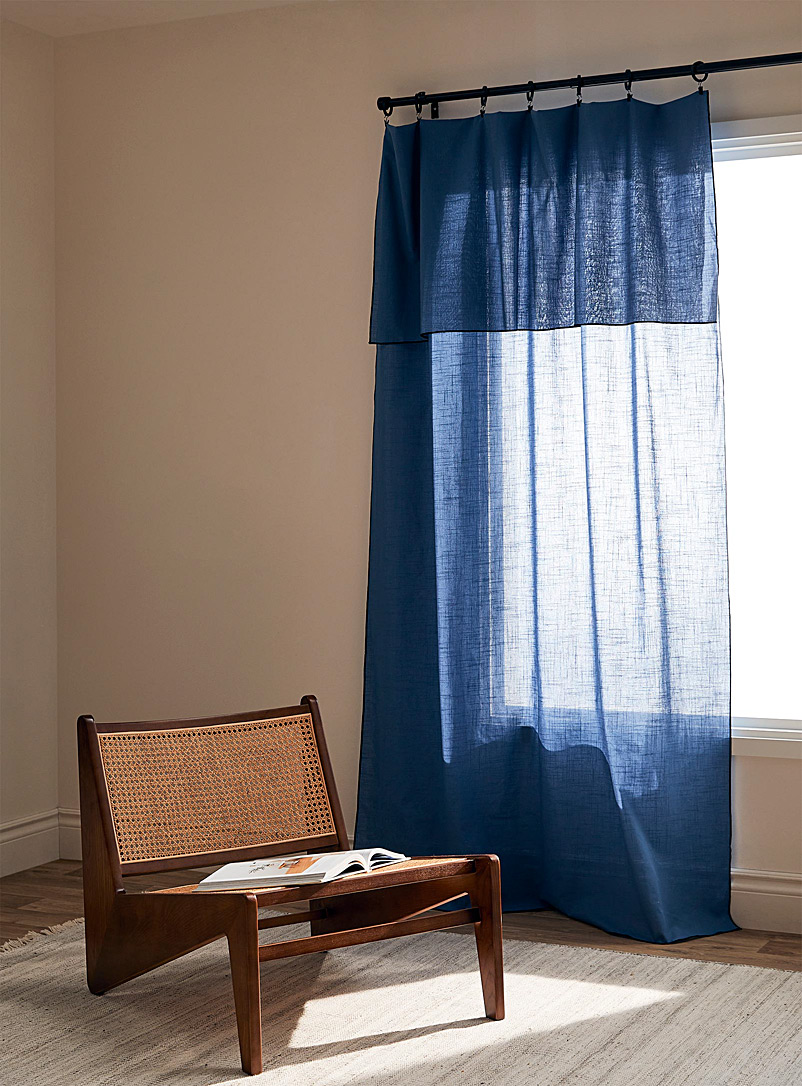 Simons Maison: Le rideau pur coton bord cousu Longueur ajustable 130 x 270 cm Bleu