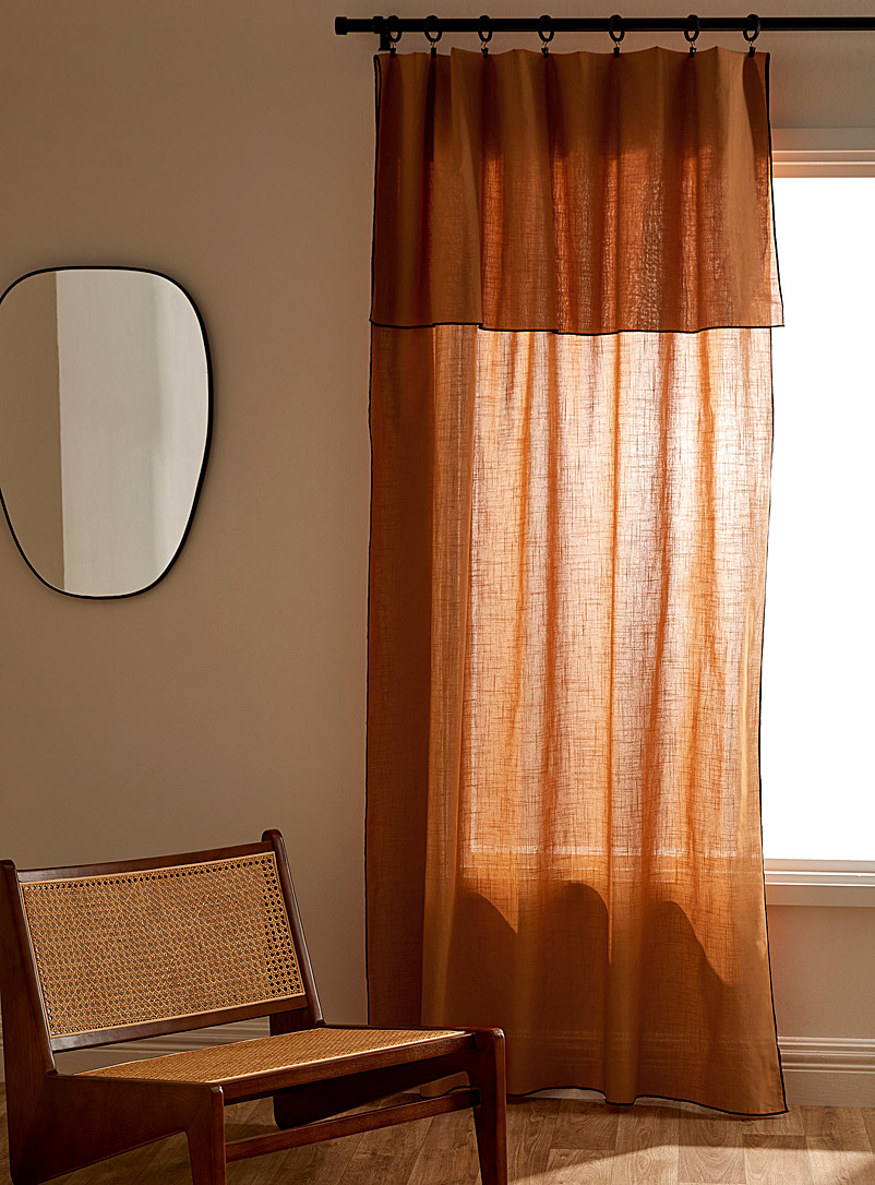 Simons Maison Orange Sewn edging pure cotton curtain Adjustable length 130 x 270 cm