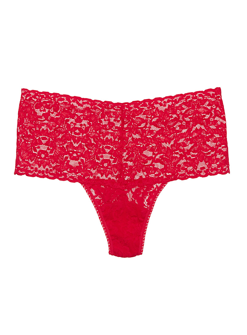 Hanky Panky: Le tanga dentelle rosier taille rétro Rouge pour femme
