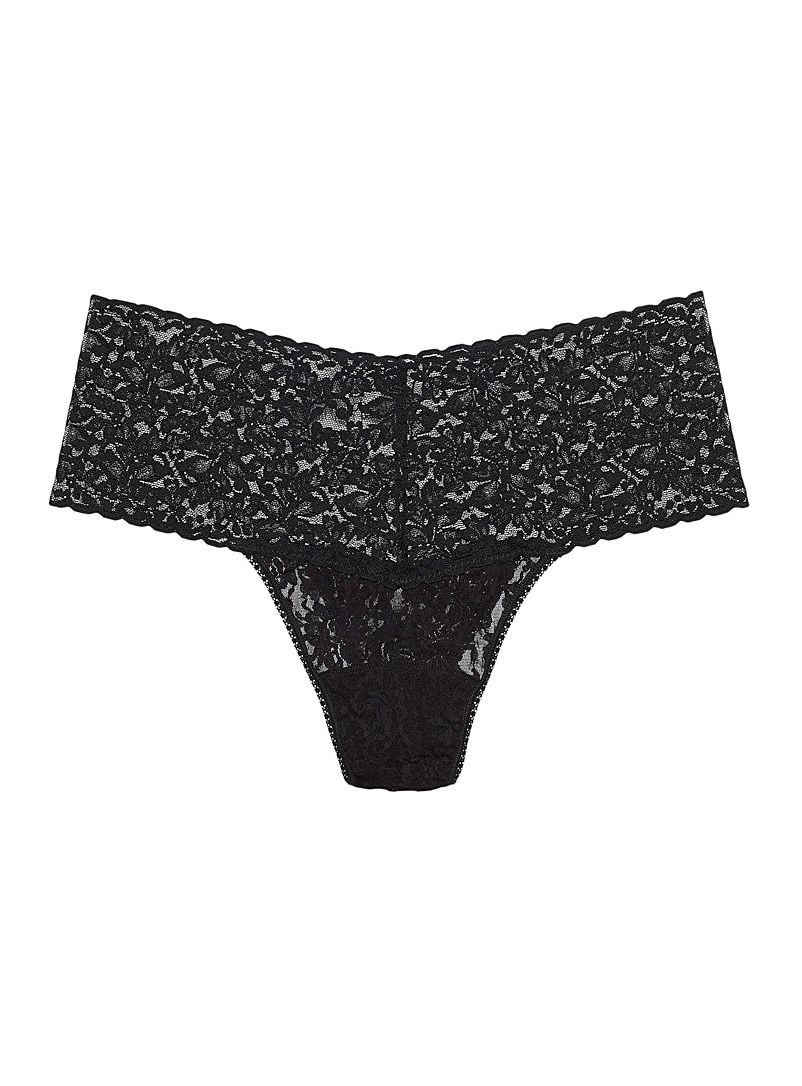 Hanky Panky Black High-waist all-lace thong Plus size (fits 14 to 24) for women