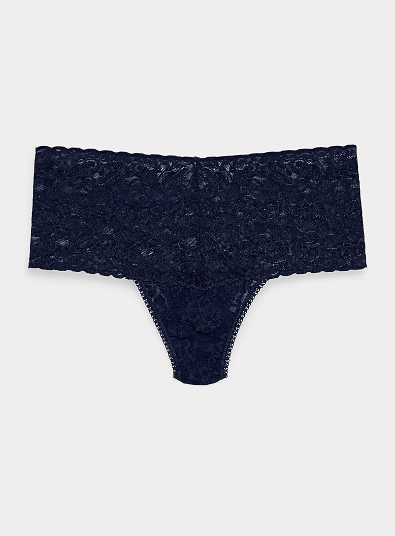 Hanky Panky Indigo/Dark Blue High-waist lace thong for women