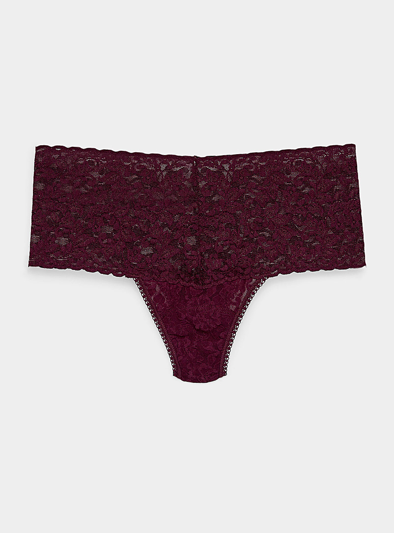 Hanky Panky Ruby Red Wide waistband lace thong for women