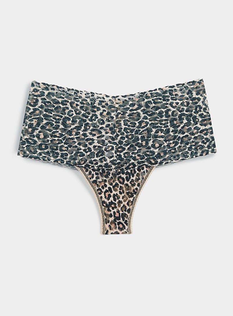 Hanky Panky Patterned beige Leopard lace high-waist thong for women