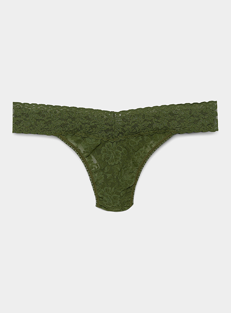 Hanky Panky Mossy Green Original rise lace thong for women