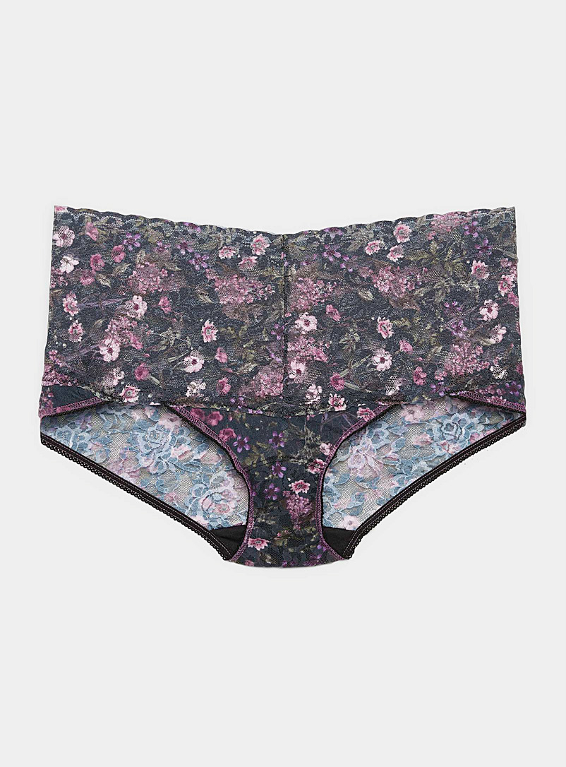 Hanky Panky Patterned Black V-waist floral lace bikini panty for women