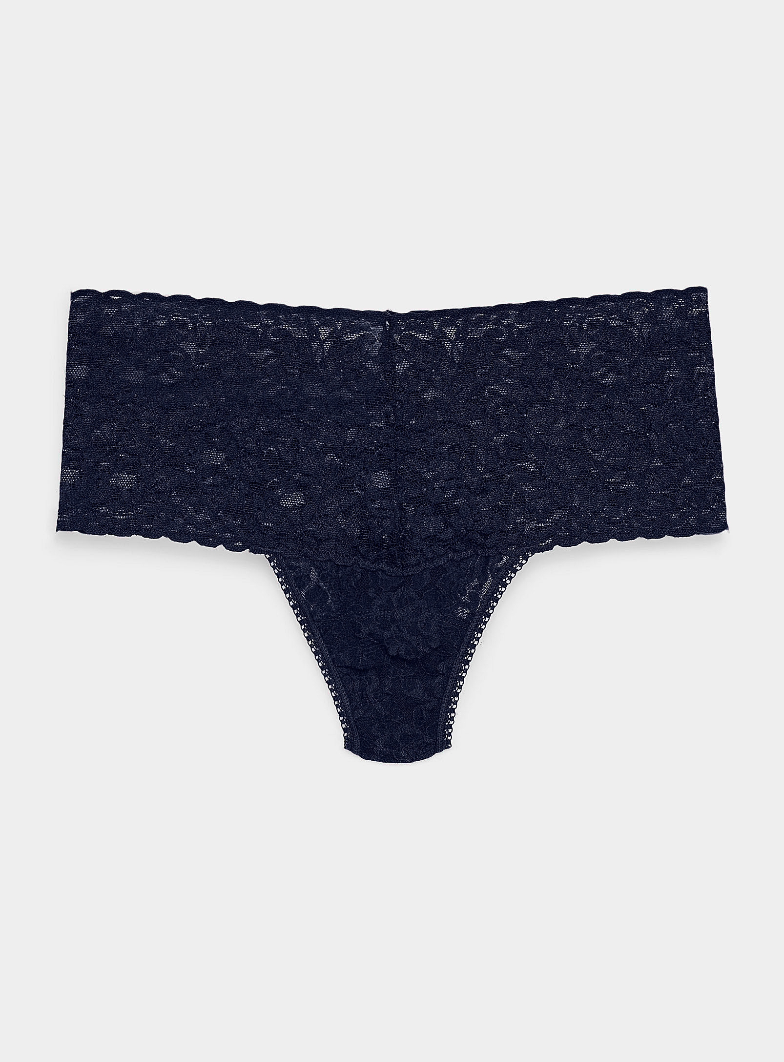Hanky Panky High-waist Lace Thong In Blue