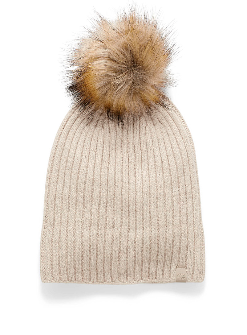 Chaos Light Grey Respect pompom ribbed tuque for women
