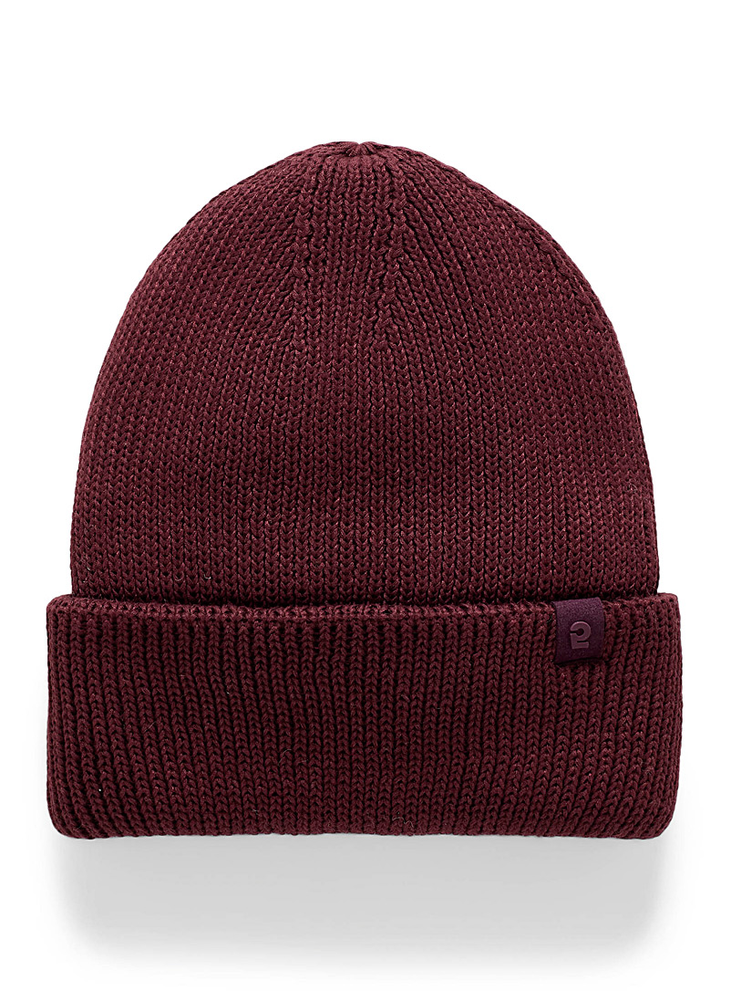 I.FIV5 Ruby Red Recycled fibre logo cuffed tuque for women