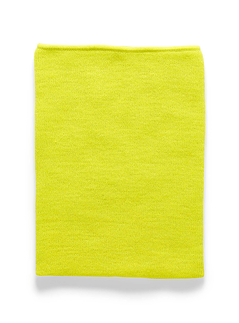 I.FIV5 Bright Yellow Recycled fibers tube scarf for women