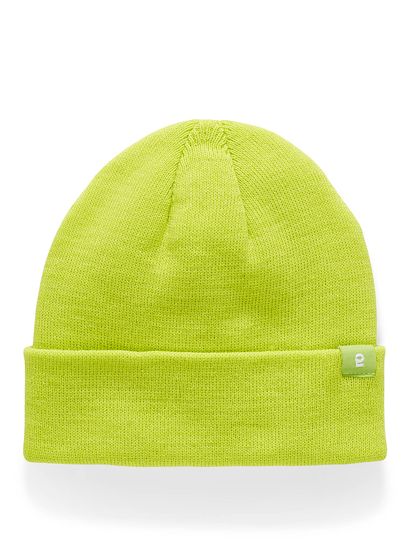 I.FIV5 Bright Yellow Recyled fibers cuff tuque for women