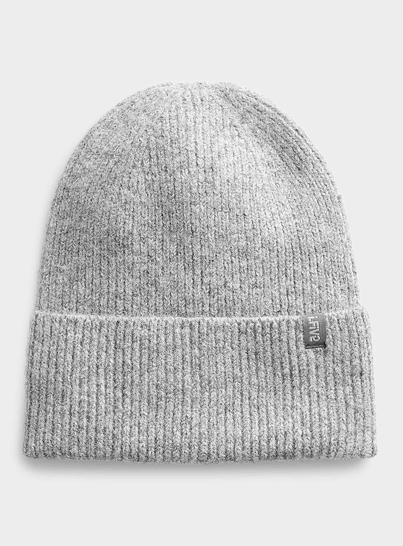 I.FIV5 Light Grey Saturday wide cuff ribbed tuque for women