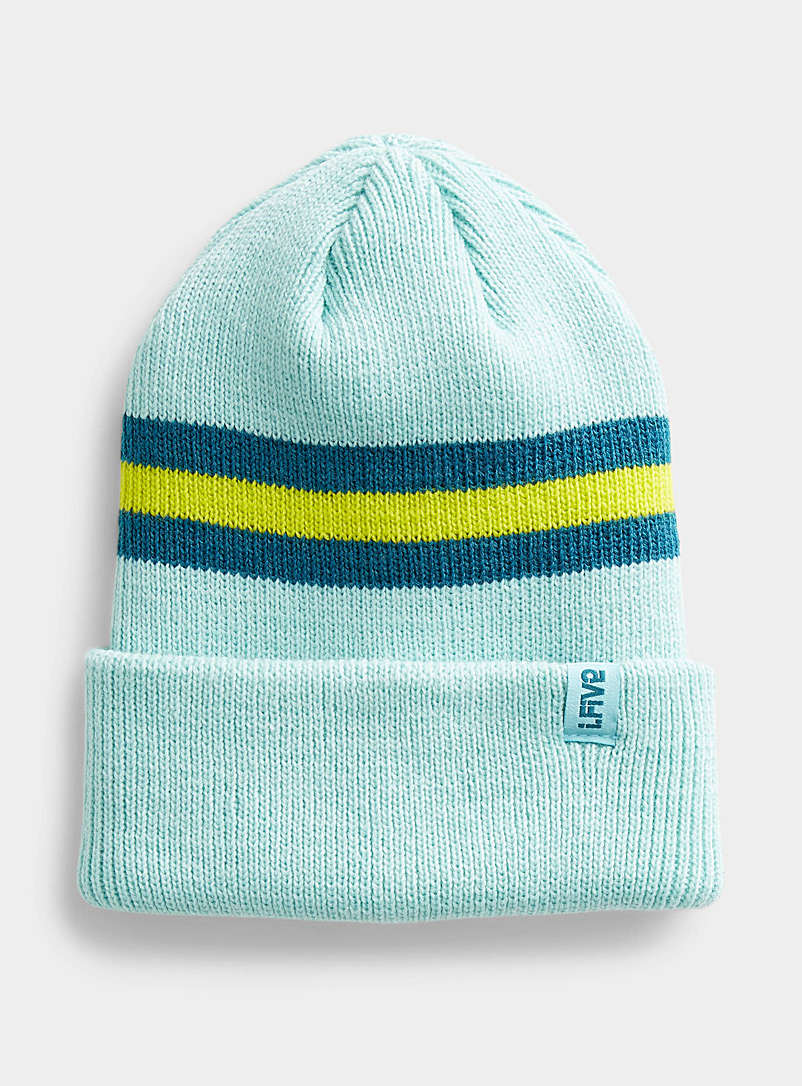 I.FIV5 Lime Green Pale stripe ribbed tuque for women