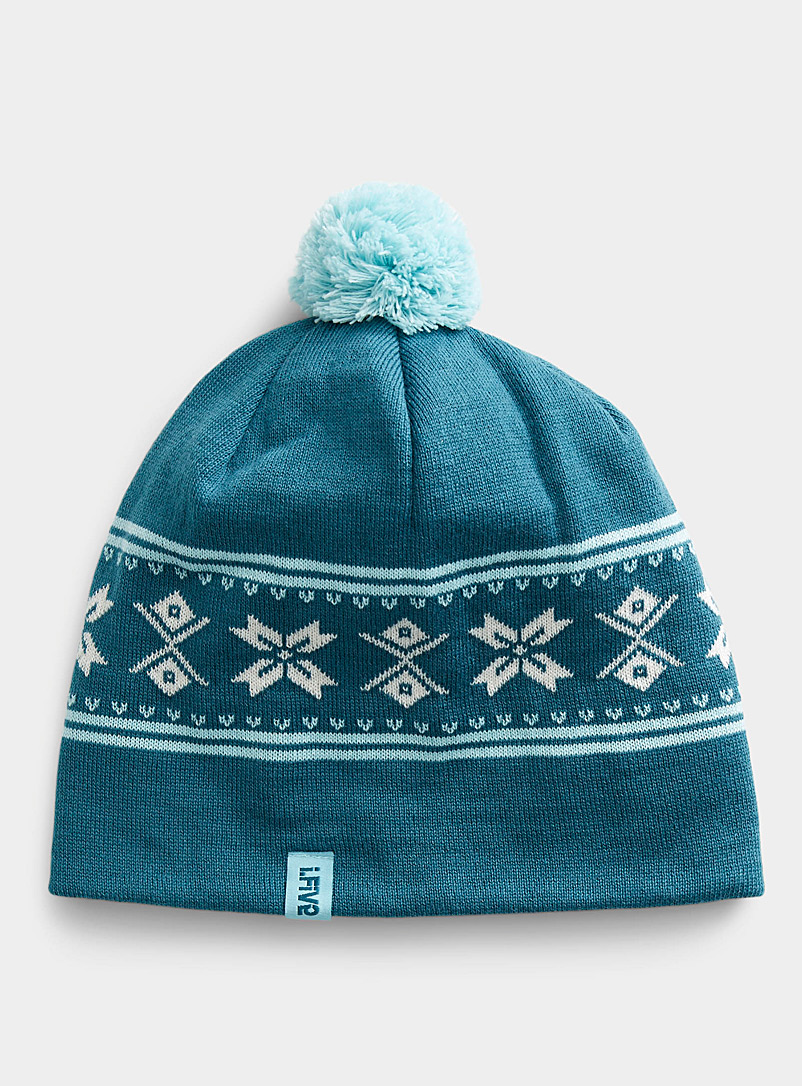 I.FIV5 Teal Merino tuque without mini-pompom cuffs for women