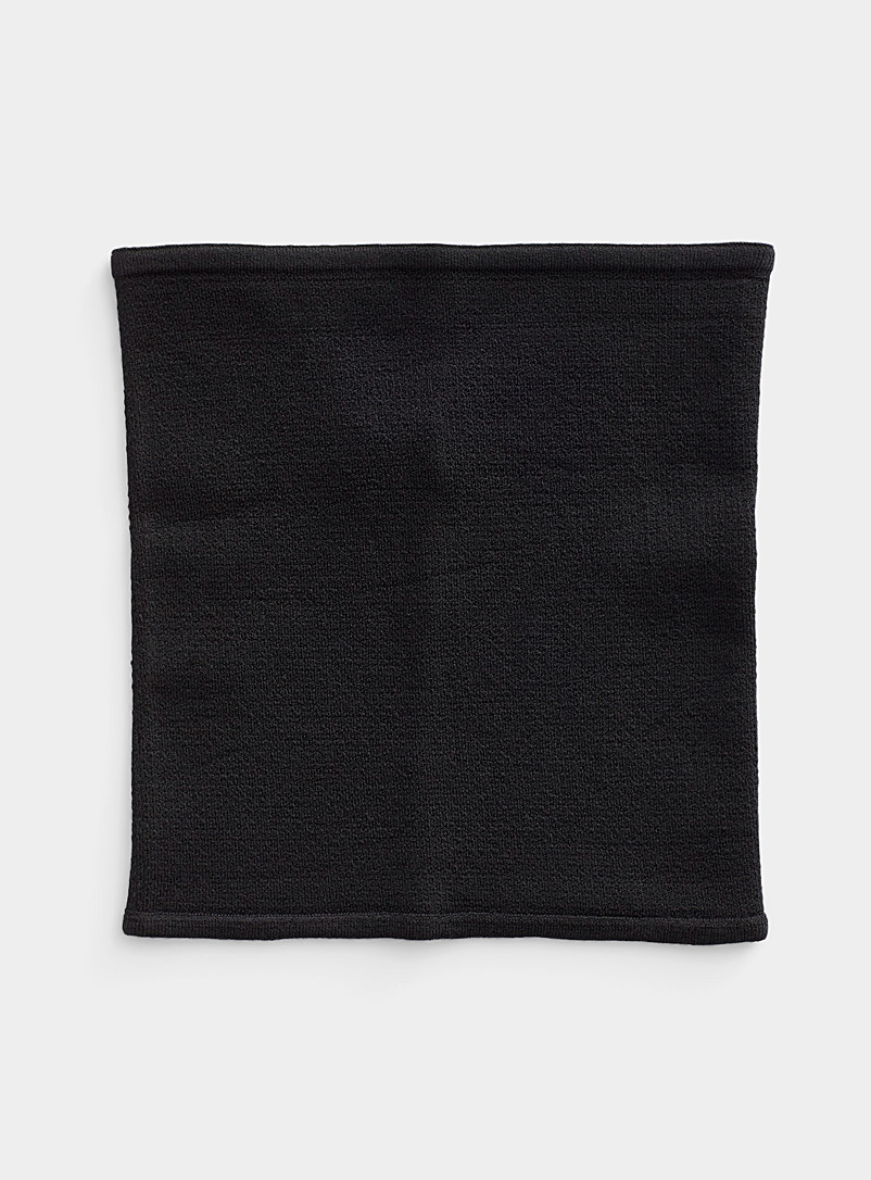 I.FIV5 Black Micro-perforated merino wool neck warmer for men
