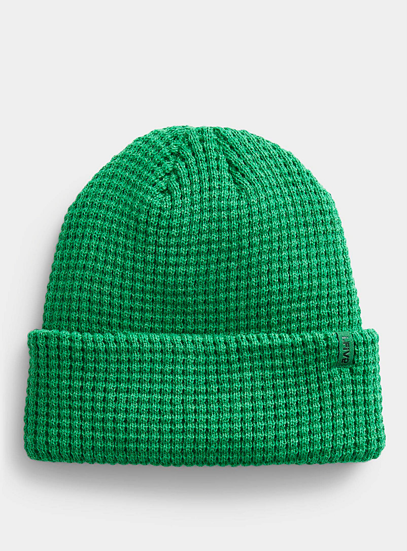 I.FIV5 Bottle Green Colourful waffle tuque for men