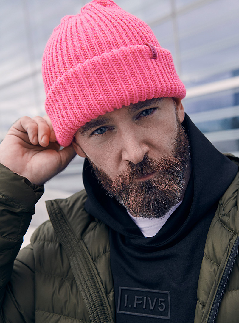 I.FIV5 Dusky Pink Colourful chunky tuque for men