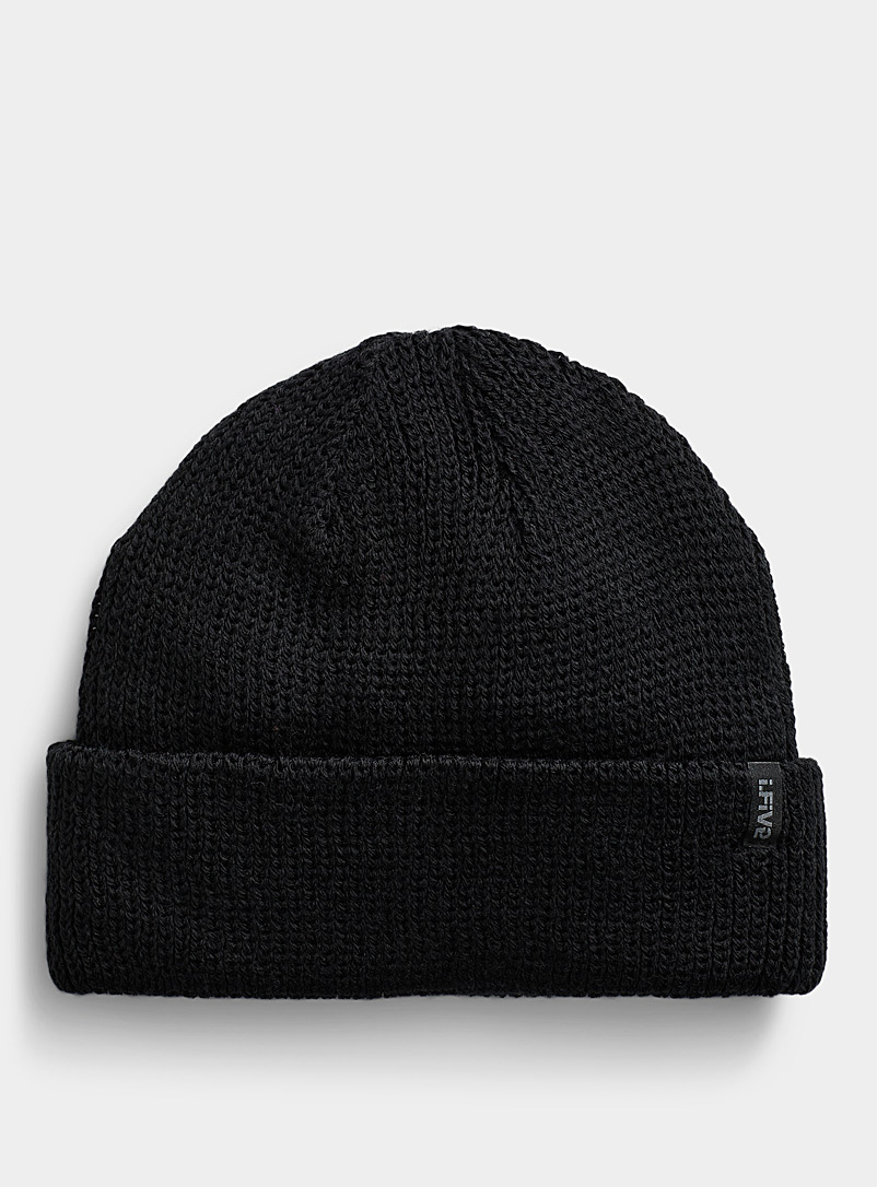 I.FIV5 Black Tightly knit cropped tuque for men